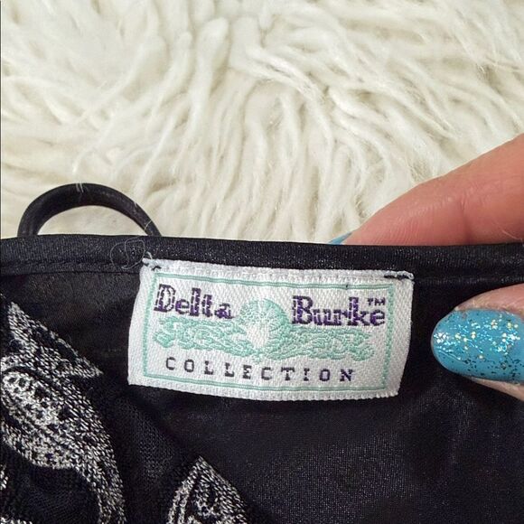 Delta Burke Y2K Vintage Black and White Paisley Mini Dress Size Large - Picture 4 of 5